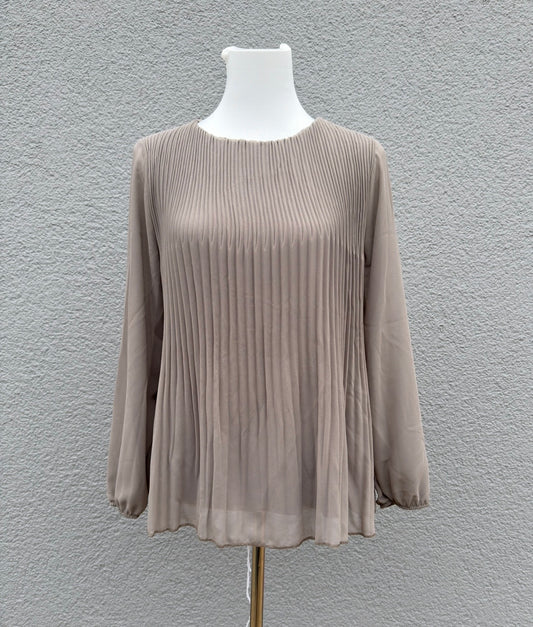 Feinraummode Plissee Bluse Lea für Damen, elegante Bluse mit plissiertem Design in zarter Farbgebung, kurzärmlig