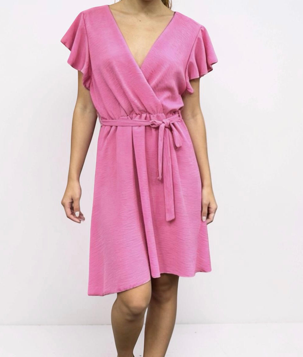 Elegantes Wickel-Minikleid in Pink