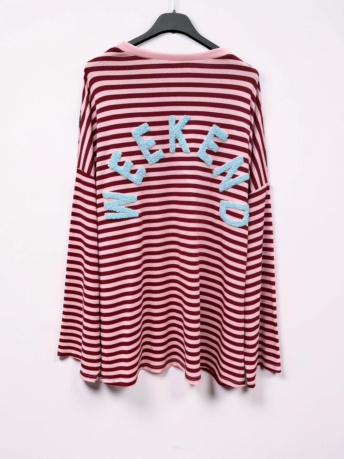 Oversize Shirt Damen Pink gestreift – WEEKEND Print T-Shirt