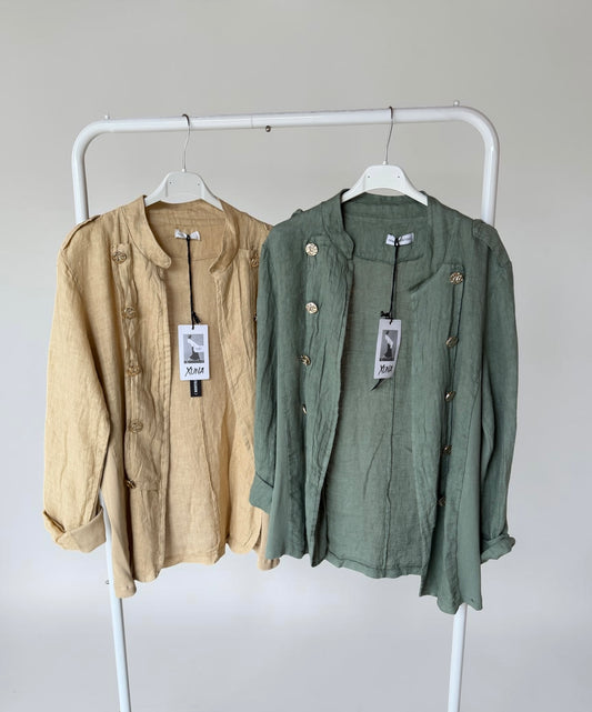 Jacke im Military Style mit edlen Goldknöpfen und Stehkragen