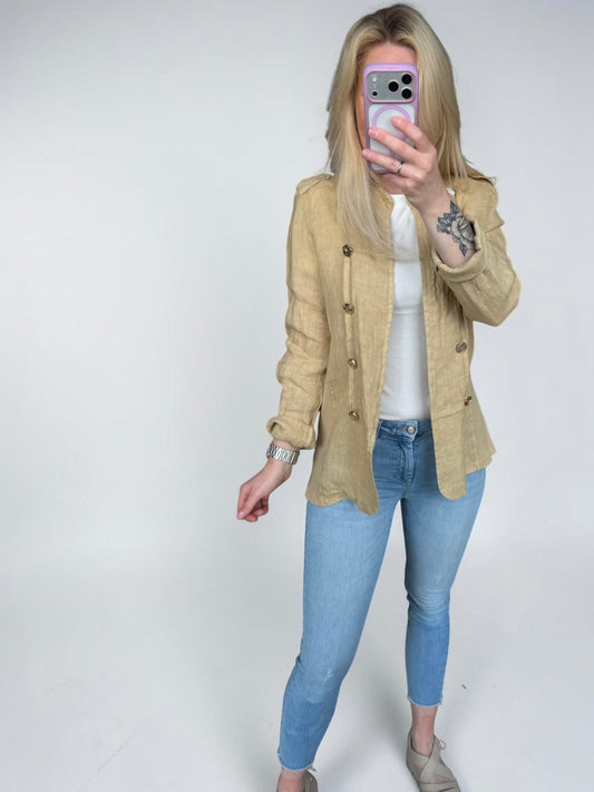 Jacke im Military Style mit edlen Goldknöpfen und Stehkragen