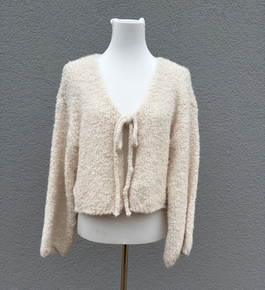 Cardigan Schleife Creme - Feinraummode