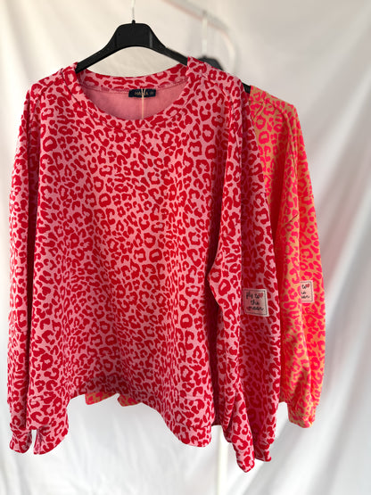 Großes Feinraummode Leoparden-Look Sweatshirt in Orange, bequemes Oversize-Design mit auffälligem Tiermuster