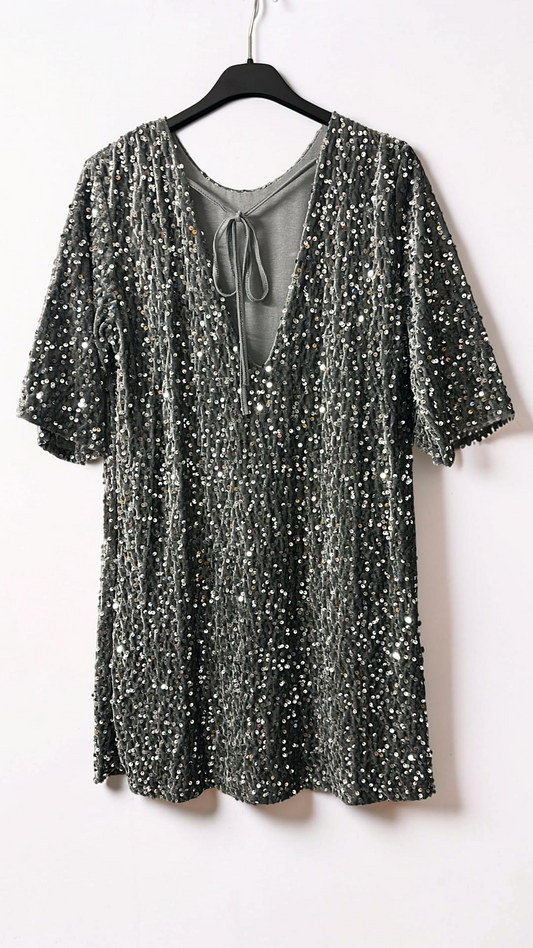 Glitzerkleid mit Pailetten grau Ellen