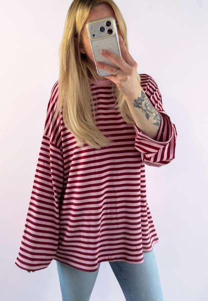 Oversize Shirt Damen Pink gestreift – WEEKEND Print T-Shirt