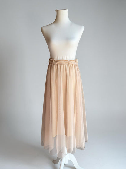 Tüllrock Midi-Länge / rosa & beige