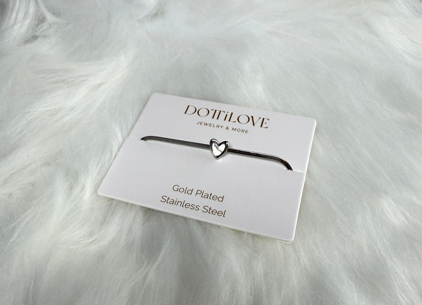 Shell Heart Edelstahl Armband Silber - Feinraummode