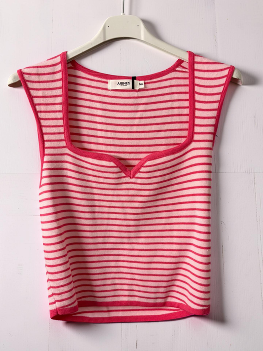 Gestreiftes Crop Top in Rosa/Weiß, sommerlich und figurbetont