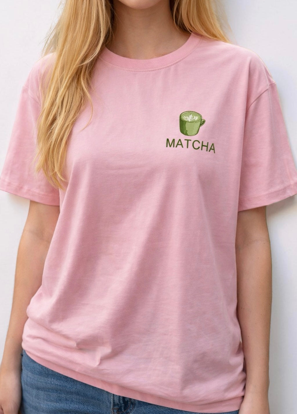 Rosa Matcha T-Shirt – Oversized Shirt mit Print