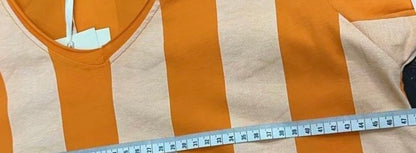 Luftiges Maxikleid mit Blockstreifen in Orange & Beige