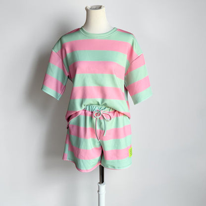 Kurzes Oversized Lounge-Set „Summer Stripes“