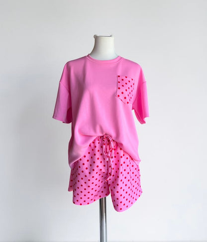 Verspieltes Polka-Dot Lounge-Set „Sweet Dots“ – Knalliges Pink