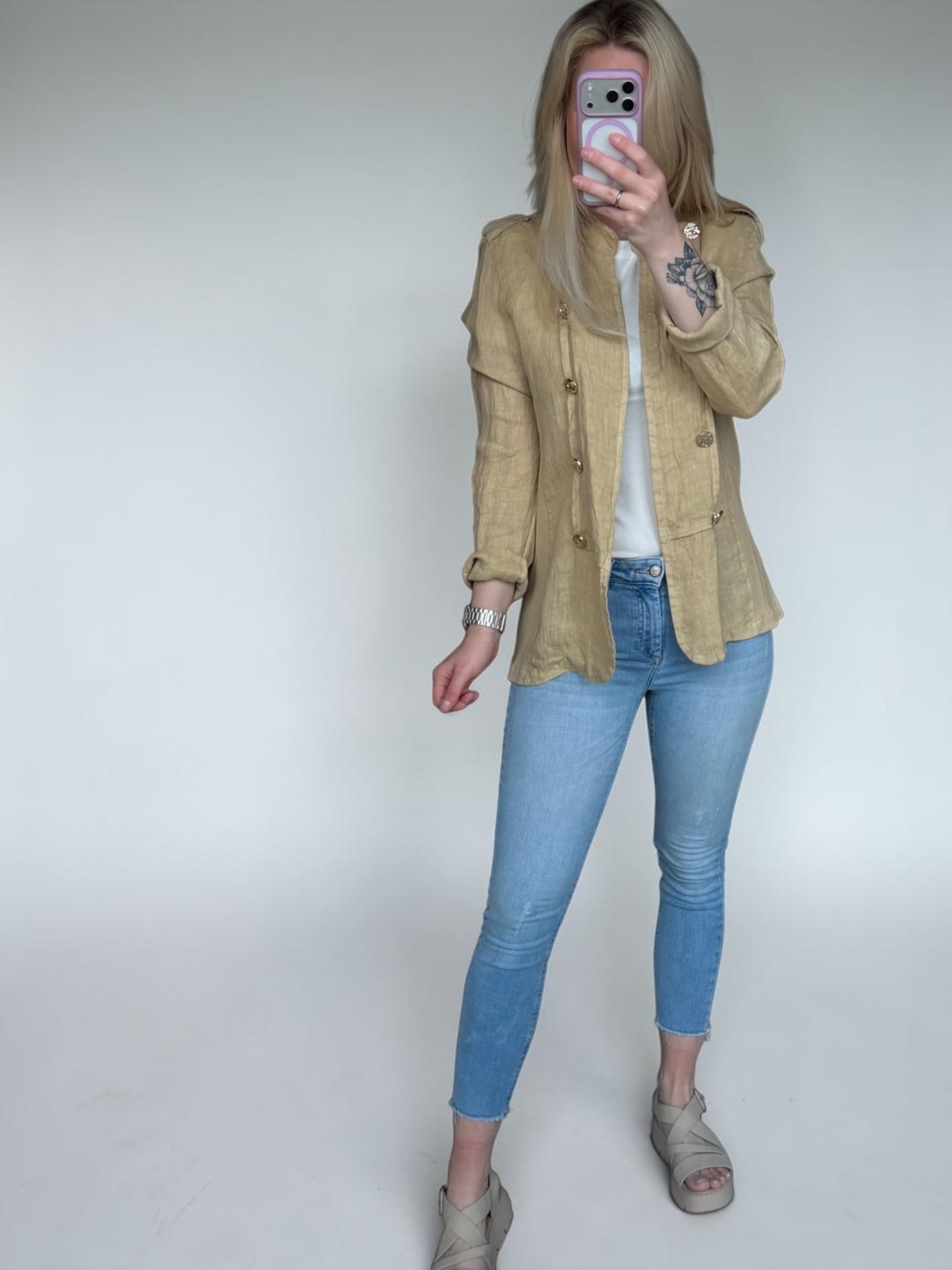Jacke im Military Style mit edlen Goldknöpfen und Stehkragen