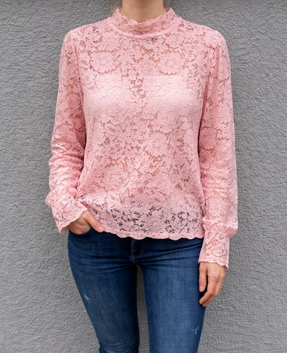 Feinraummode Spitzenshirt Flora in zartem Design, transparent mit floralen Mustern, ideal für elegante Looks