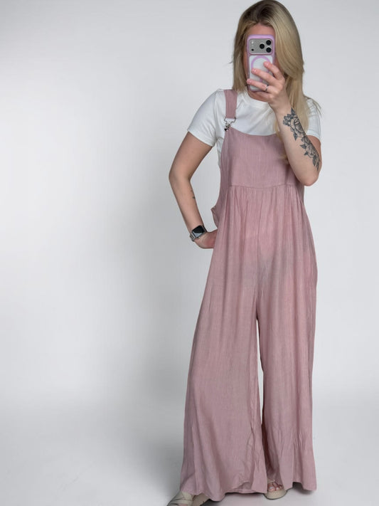 Lässiger Damen Jumpsuit – weiter Overall mit verstellbaren Trägern und Palazzo-Bein