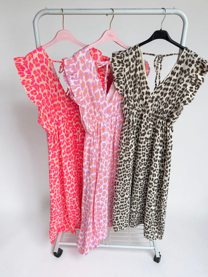 Damen Leo Maxikleid – Luftiges Sommerkleid mit Leoparden-Muster aus Baumwolle