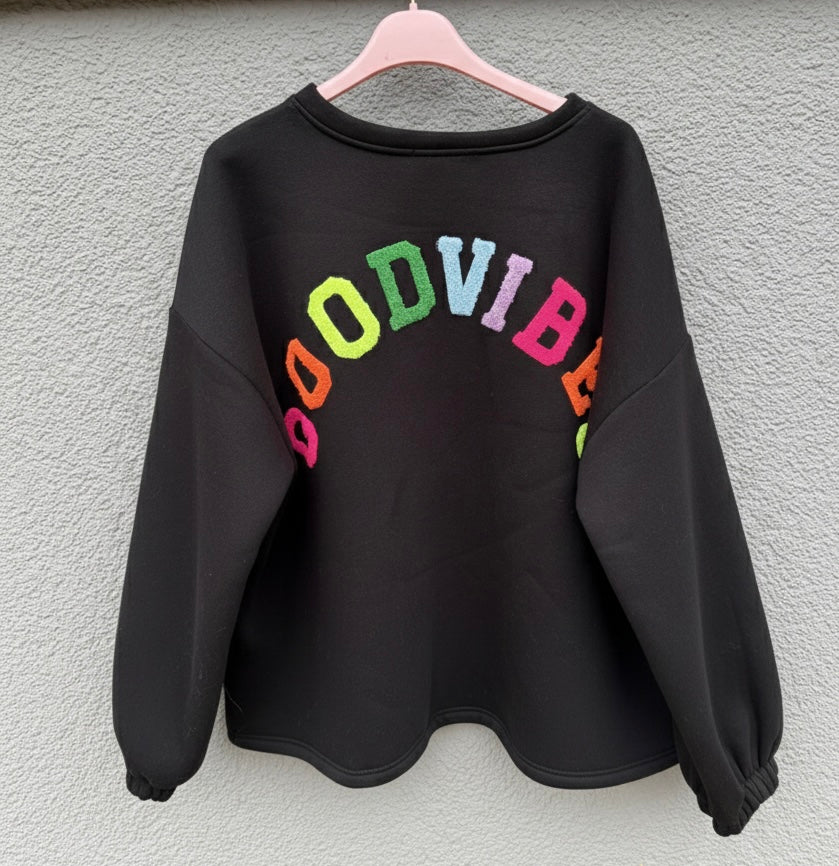Sweatshirt schwarz Good Vibes - Feinraummode