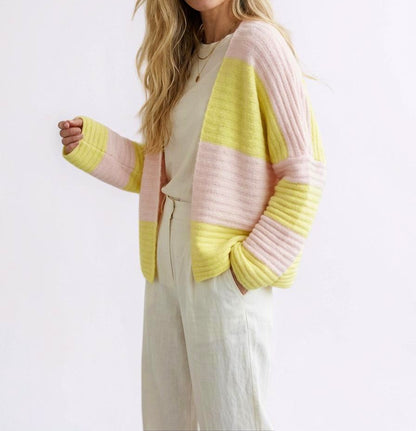 Gestreifter Cardigan Luna - gelb rosa