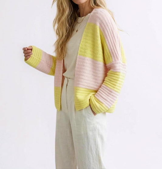 Gestreifter Cardigan Luna - gelb rosa