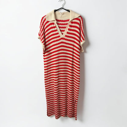 Sommerliches Strickkleid mit Streifen rot