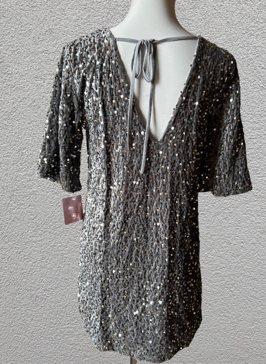 Glitzerkleid mit Pailetten grau - Feinraummode
