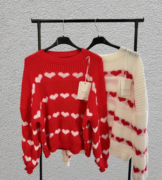Strickpullover mit Herzen - Feinraummode