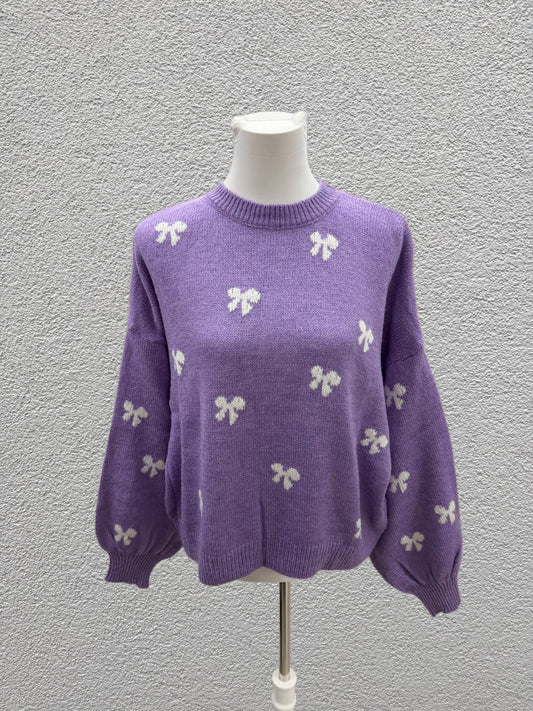 Süßer Strickpulli mit Schleifenmuster - Feinraummode