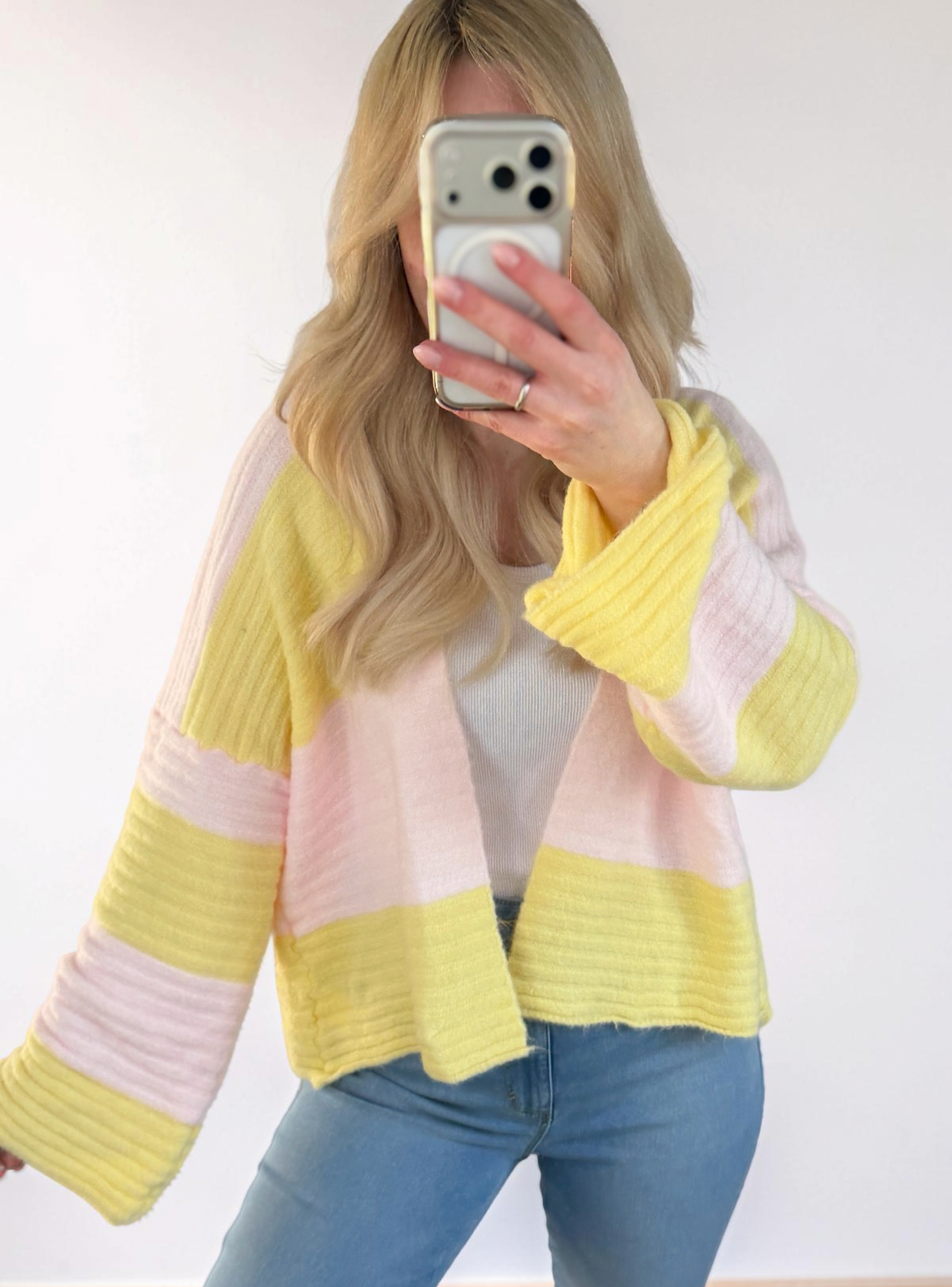 Gestreifter Cardigan Luna - gelb rosa