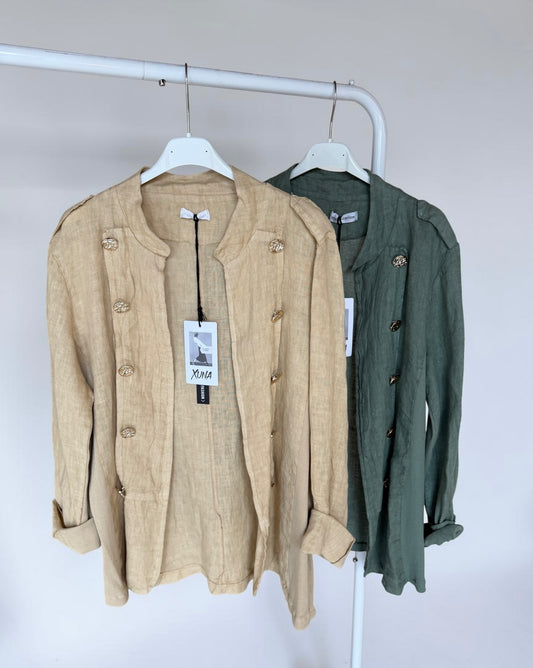 Jacke im Military Style mit edlen Goldknöpfen und Stehkragen